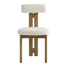 Boucle Fabric Upholstered Dining Chairs, French Oak Ivory, Set of 2