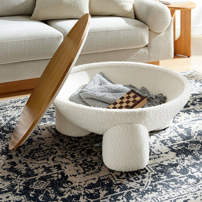 Tridome Round Boucle Upholstered Storage Coffee Table
