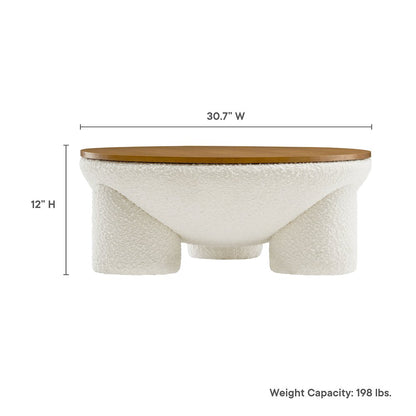 Tridome Round Boucle Upholstered Storage Coffee Table
