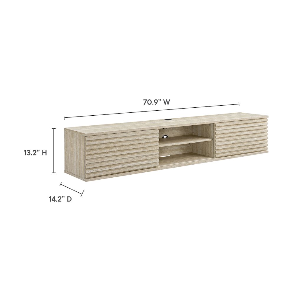 Render 70" Faux Travertine Wall-Mount Media Console TV Stand