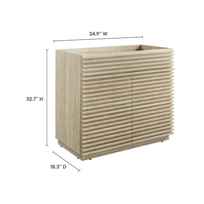 Render 36" Faux Travertine Bathroom Vanity Cabinet (Sink Not Included)
