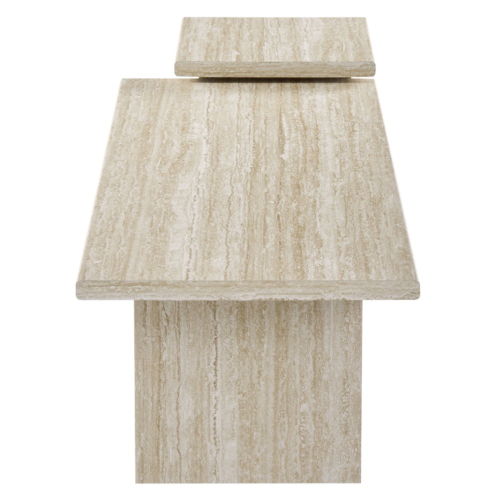 Render Nesting Faux Travertine Coffee Tables Set of 2