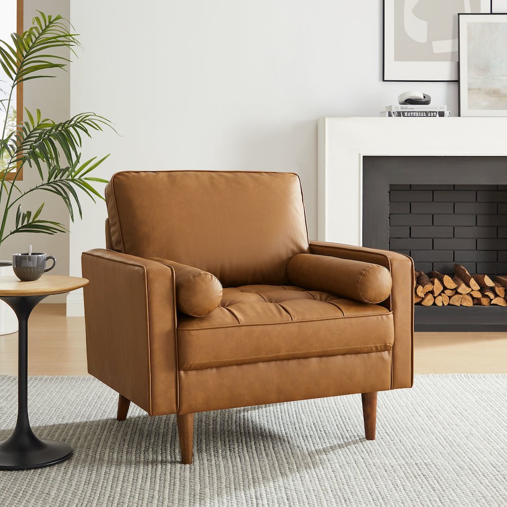 Valour Tufted Vegan Leather Accent Armchair