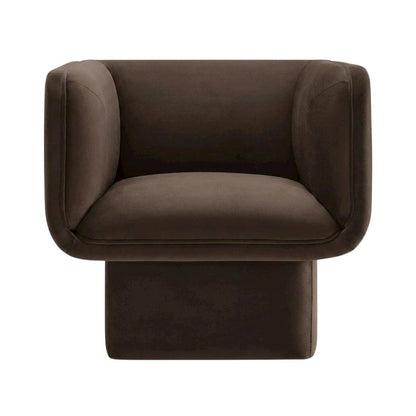 Performance Velvet Accent Chair with Padded Arms, Chocolate Brown