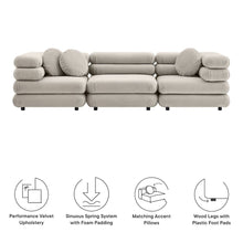 Jubilee 3-Piece Modular Performance Velvet Sectional Sofa
