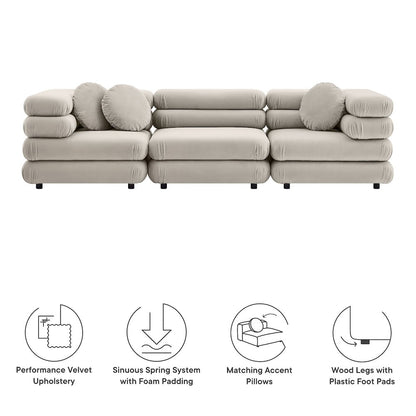 Jubilee 3-Piece Modular Performance Velvet Sectional Sofa