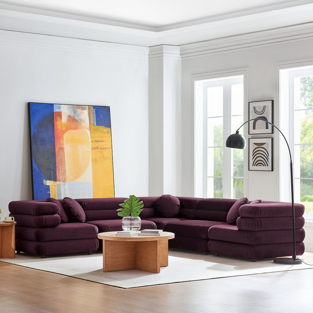Jubilee 5-Piece Modular Performance Velvet Sectional Sofa