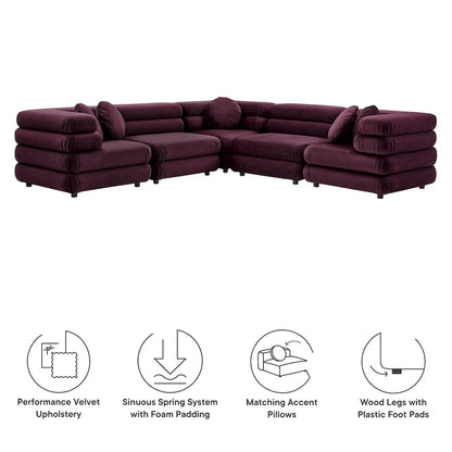 Jubilee 5-Piece Modular Performance Velvet Sectional Sofa