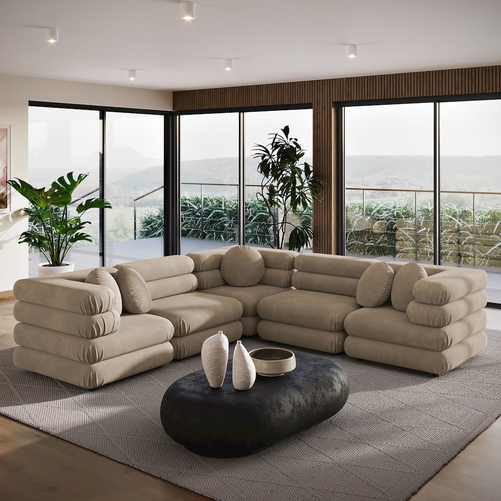 Jubilee 5-Piece Modular Performance Velvet Sectional Sofa