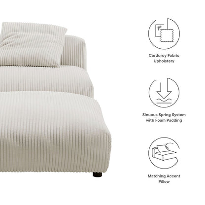 Solace Modular Corduroy Upholstered Armless Chair and Ottoman Set