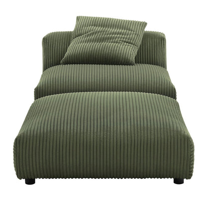Solace Modular Corduroy Upholstered Armless Chair and Ottoman Set