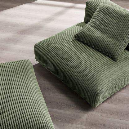 Solace Modular Corduroy Upholstered Armless Chair and Ottoman Set