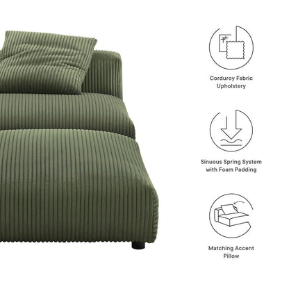 Solace Modular Corduroy Upholstered Armless Chair and Ottoman Set