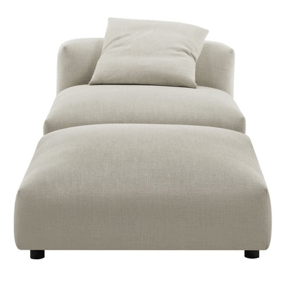Solace Modular Upholstered Fabric Armless Chair and Ottoman Set