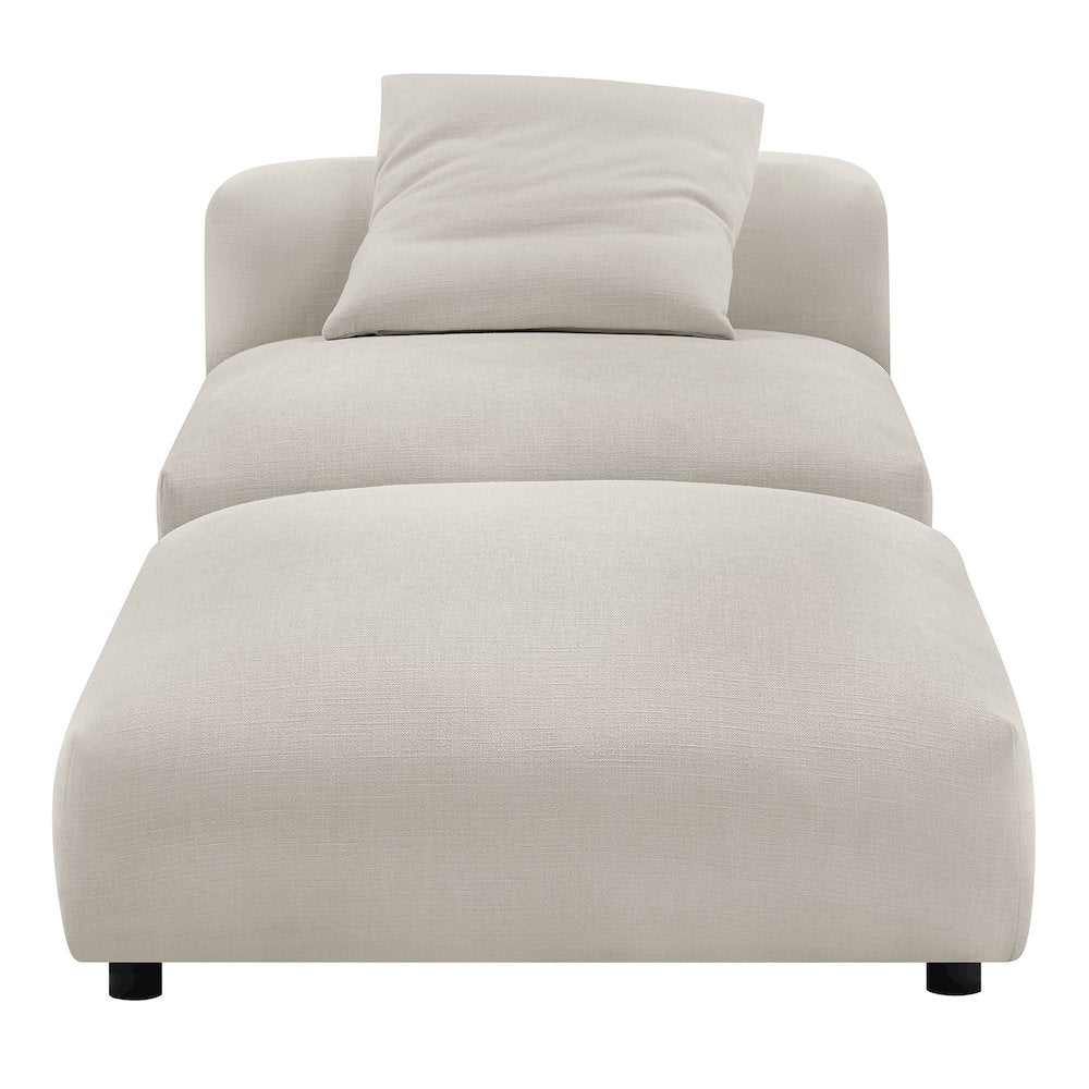 Solace Modular Upholstered Fabric Armless Chair and Ottoman Set