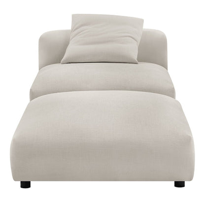 Solace Modular Upholstered Fabric Armless Chair and Ottoman Set