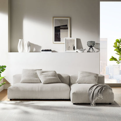 Solace 2-Piece Modular Corduroy Upholstered Sectional Sofa With Chaise
