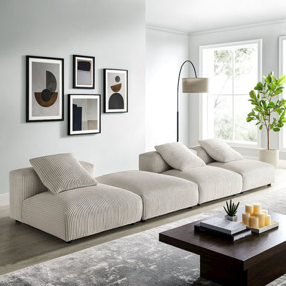 Solace 4-Piece Modular Corduroy Upholstered Sectional Sofa