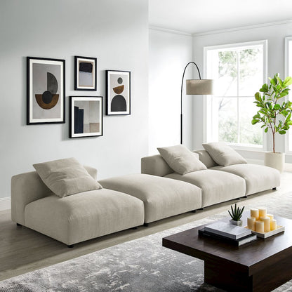 Solace 4-Piece Modular Upholstered Fabric Sectional Sofa
