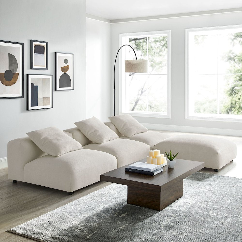 Solace 4-Piece Modular Upholstered Fabric Sectional Sofa
