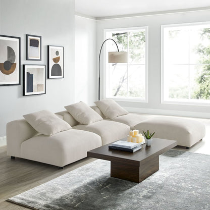 Solace 4-Piece Modular Upholstered Fabric Sectional Sofa