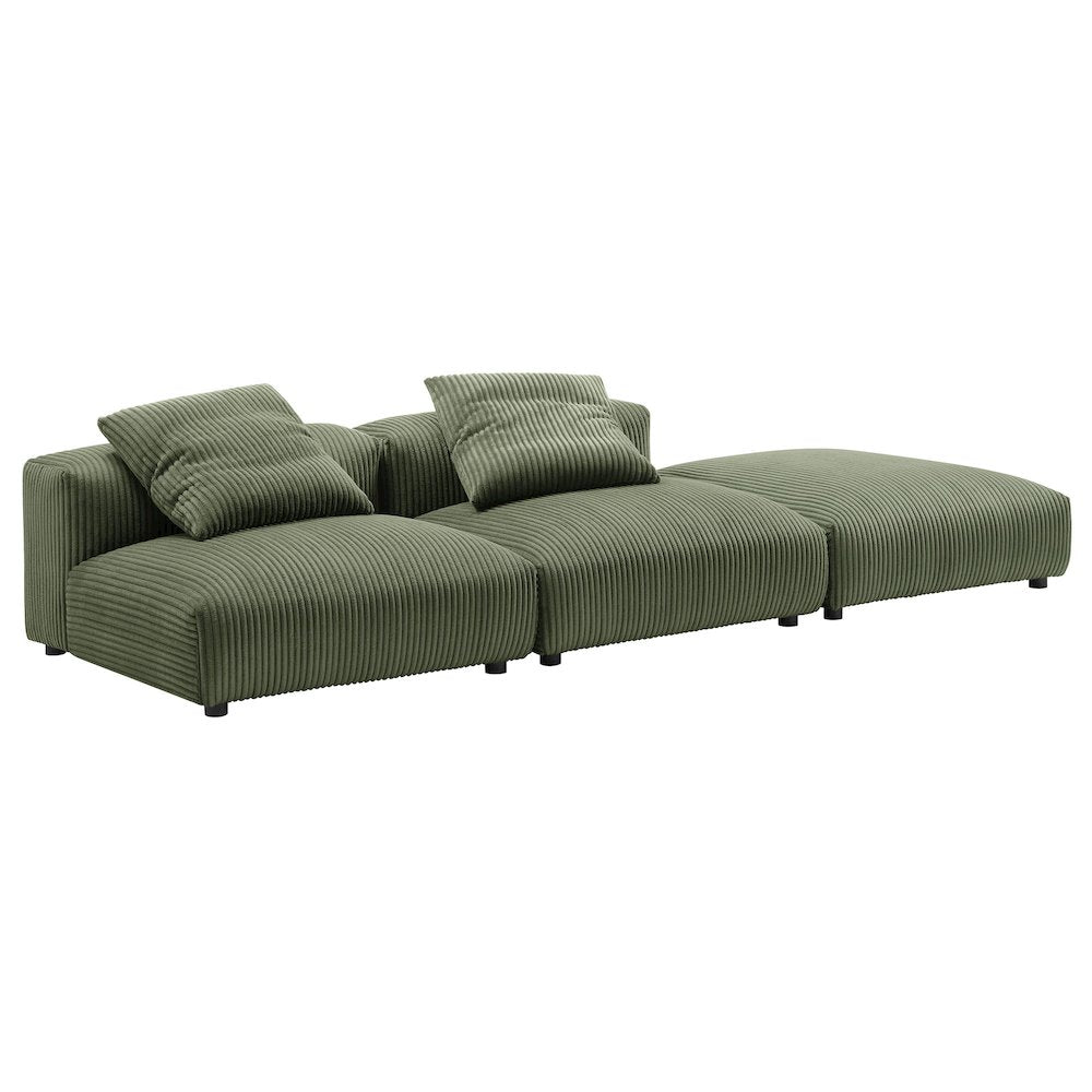 Solace 3-Piece Modular Corduroy Upholstered Sectional Sofa