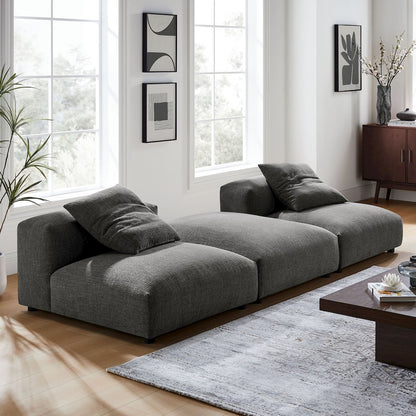 Solace 3-Piece Modular Upholstered Fabric Sectional Sofa