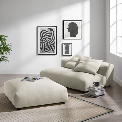 Solace Modular Upholstered Fabric Armless Loveseat and Ottoman Set
