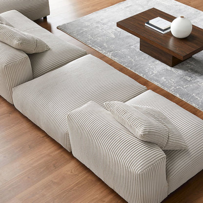 Solace 4-Piece Modular Corduroy Upholstered Sectional Sofa With Ottoman