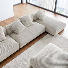 Solace 4-Piece Modular Corduroy Upholstered Sectional Sofa With Ottoman