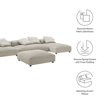 Solace 4-Piece Modular Upholstered Fabric Sectional Sofa With Ottoman