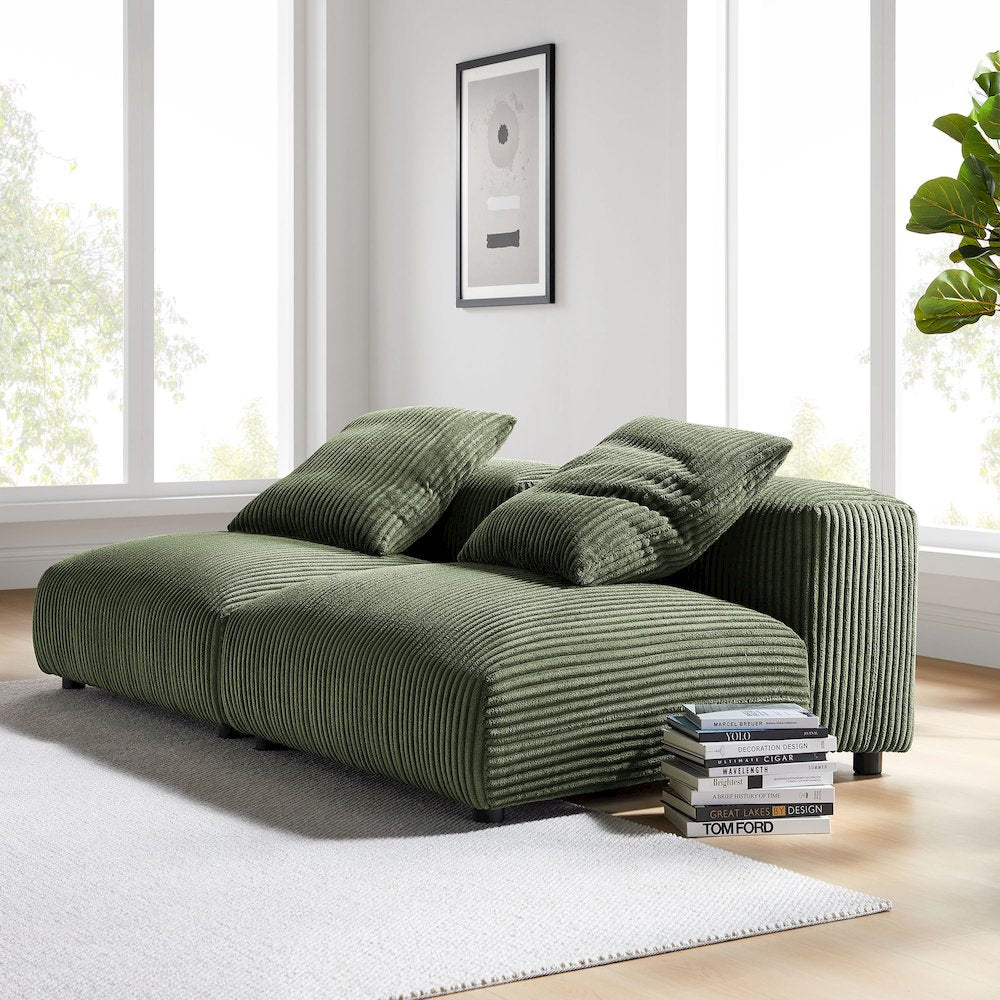 Solace 2-Piece Modular Corduroy Upholstered Sofa