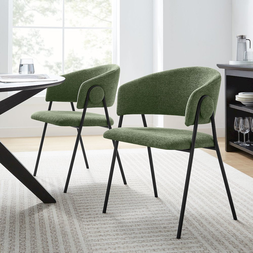 Nella Upholstered Heathered Chenille Dining Chairs Set of 2