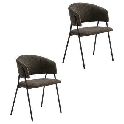 Upholstered Heathered Chenille Dining Chairs, Java Black, Set of 2