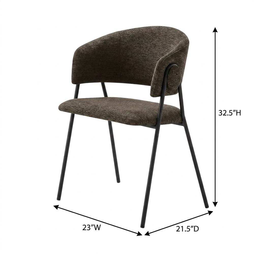 Upholstered Heathered Chenille Dining Chairs, Java Black, Set of 2