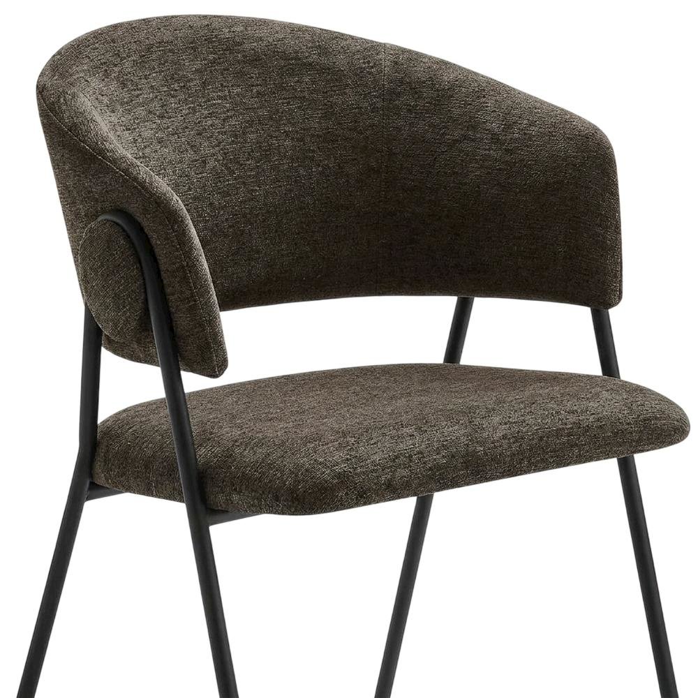 Upholstered Heathered Chenille Dining Chairs, Java Black, Set of 2