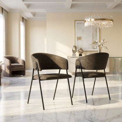 Upholstered Heathered Chenille Dining Chairs, Java Black, Set of 2