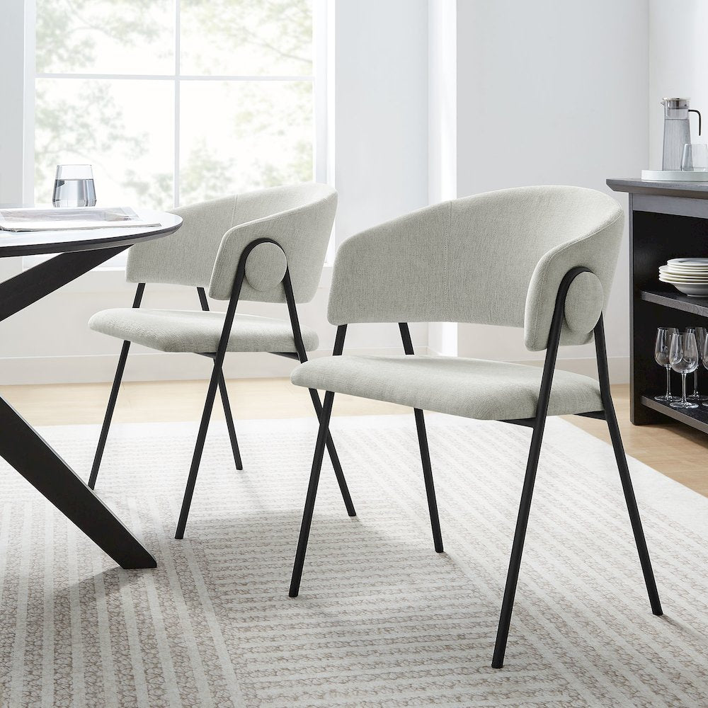Nella Upholstered Heathered Chenille Dining Chairs Set of 2