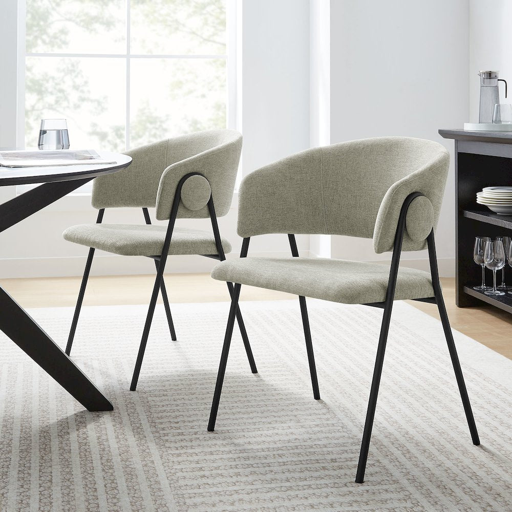 Nella Upholstered Heathered Chenille Dining Chairs Set of 2
