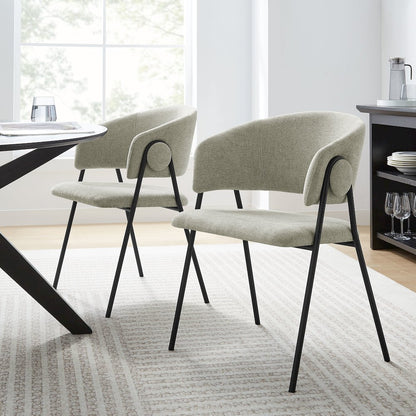 Nella Upholstered Heathered Chenille Dining Chairs Set of 2