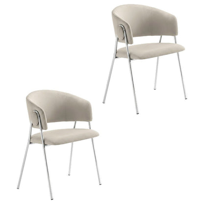 Upholstered Performance Velvet Barrel Dining Chair, Almond Silver, Set of 2