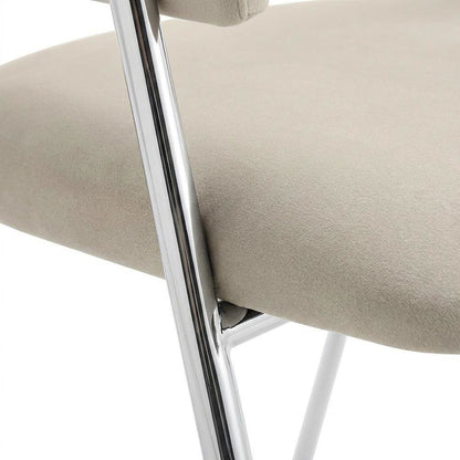 Upholstered Performance Velvet Barrel Dining Chair, Almond Silver, Set of 2