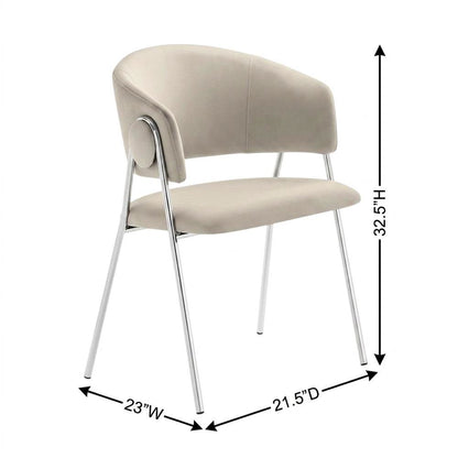 Upholstered Performance Velvet Barrel Dining Chair, Almond Silver, Set of 2