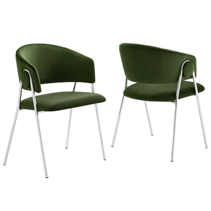 Nella Upholstered Performance Velvet Dining Chair Set of 2