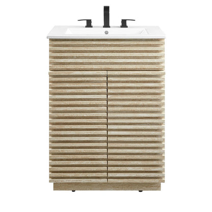 Render 24" Faux Travertine Bathroom Vanity With Sink