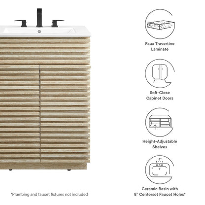 Render 24" Faux Travertine Bathroom Vanity With Sink