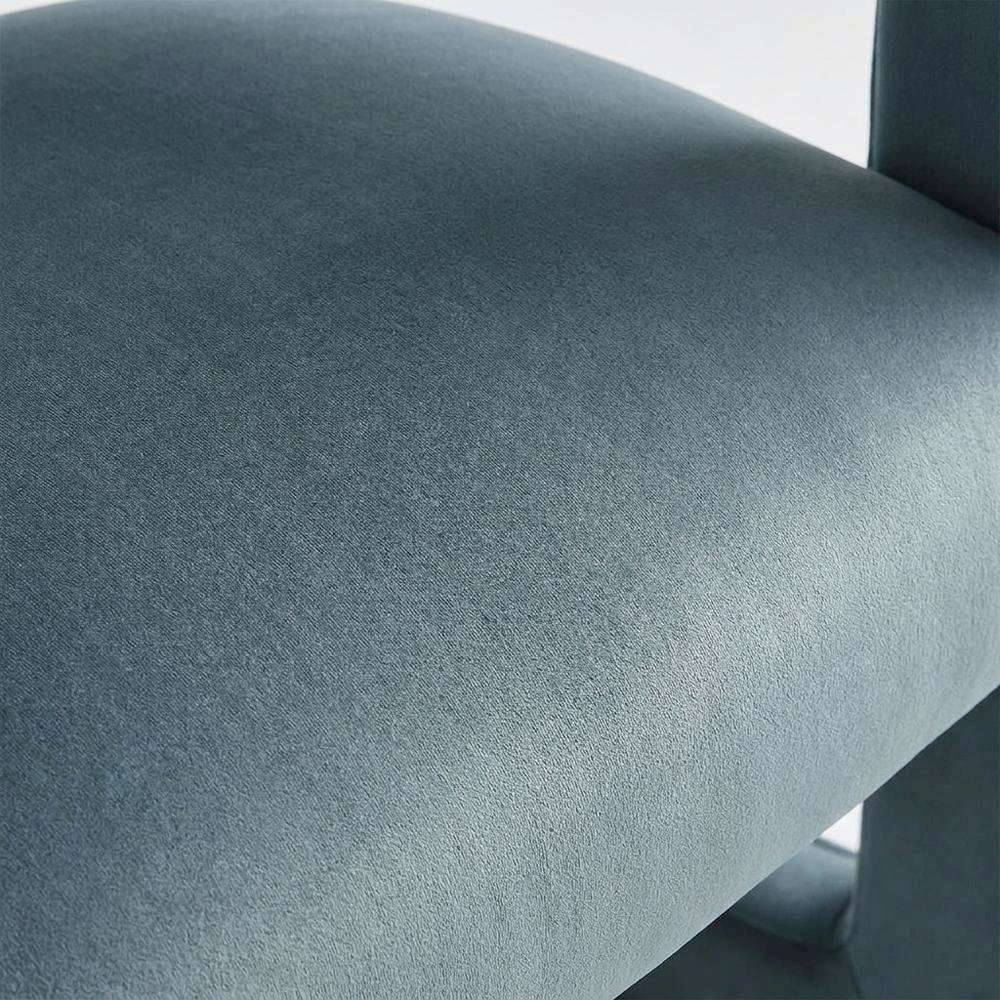 Performance Velvet Barrel Dining Chair with Arms, Cadet Blue