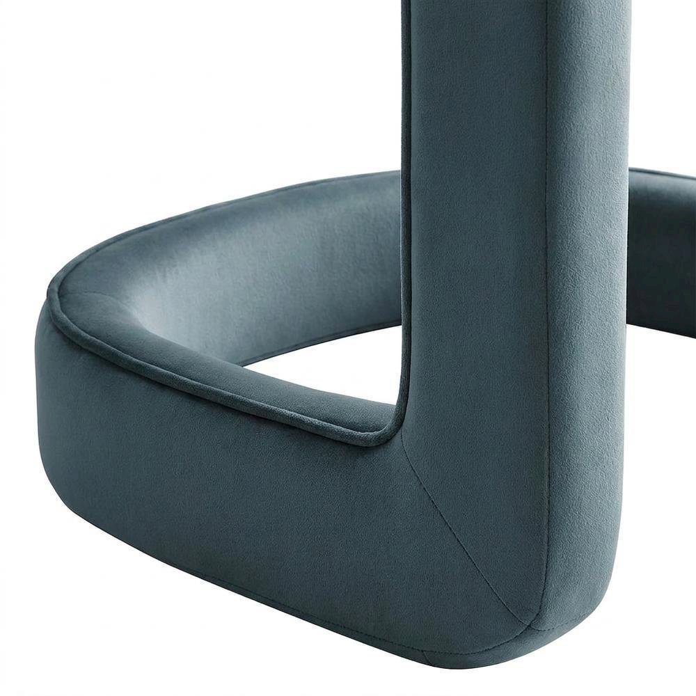 Performance Velvet Barrel Dining Chair with Arms, Cadet Blue