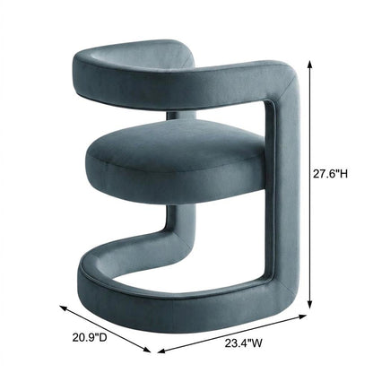 Performance Velvet Barrel Dining Chair with Arms, Cadet Blue