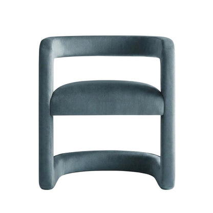 Performance Velvet Barrel Dining Chair with Arms, Cadet Blue